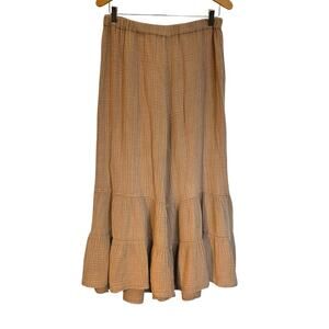 By Anthropologie Gauzy Wide Leg Pant Tiered Flutter Bell Bottoms Brown Hippie L